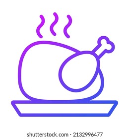 vector de pollo frito Icono de línea. Icono de línea vector simple