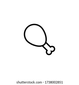 Vector de pollo frito en línea, icono de contorno aislado en fondo blanco