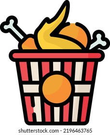 fried chicken vector on white background. isolated Vector icon