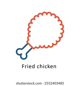 Fried chicken Vector Two Colors outline Icon. Eps10 File