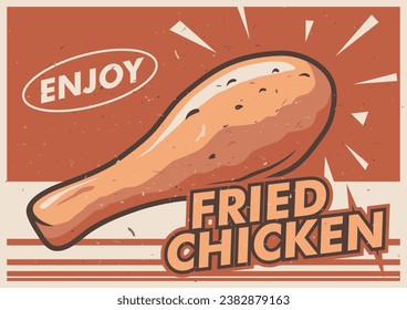 fried chicken vintage poster design