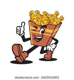 Fried Chicken Vintage Retro Mascot Illustration