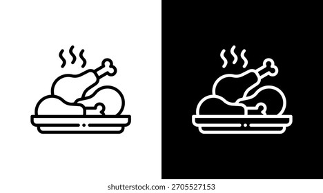 Design de conjunto de ícone branco de frango frito