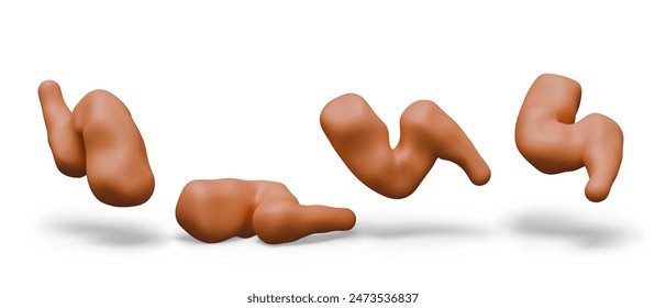 Fried chicken wing in different positions. Poultry meat. Hot aromatic dish, fast food