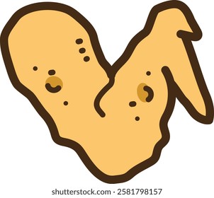 Fried chicken wing vector doodle illustration and graphic