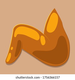 Fried chicken wing vector illustration. Meat, BBQ, chicken. Stock vector illustration. Chicken wing