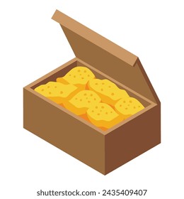 Fried chicken wings box icon isometric vector. Hot meal. Art bucket crispy