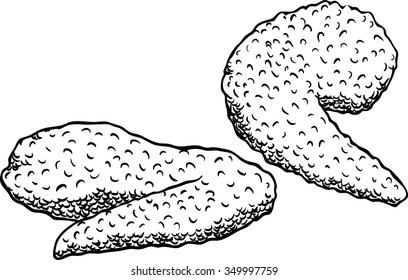 Fried chicken wings. Isolated