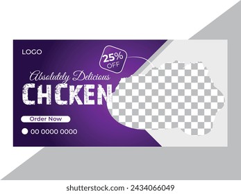 Fried chicken wings restaurant offer. Promo meal billboard with crispy chicken meat. Vector diner business poster.