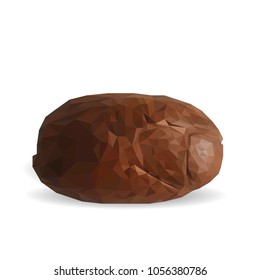 Fried coffee beans. Fragrant coffee. Robusta. Vector illustration. Arabic. Coffee ingredients in triangulation technique. Coffee low poly.