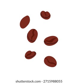 Granos de café fritos aislados sobre fondo blanco. Café. Icono de granos de café. Ilustración para menú, cafetería, marca.