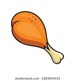 Fried Crispy Hähnchenleg Symbol auf weißem Hintergrund. Vektorgrafik