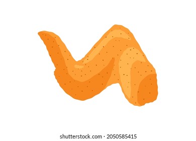 Fried crispy chicken wing. Cartoon fast food isolated vector eps illustration