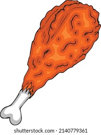 Fried crispy wings. Vector chicken 
American bird food digital art.  Tasty Cooking illustrations.
Dug, wing, and drum design.
