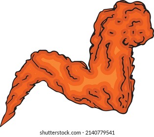 Fried crispy wings. Vector chicken 
American bird food digital art.  Tasty Cooking illustrations.
Dug, wing, and drum design.
