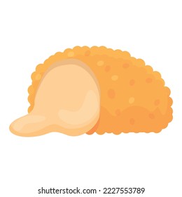 Vector de dibujos animados de iconos de croquette fritos. Tiras de comida. Dish potato