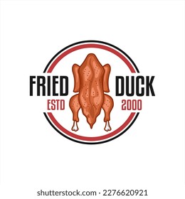 logo de la cocina de pato frito, asado, menú de pato, diseño del logotipo del emblema, etiqueta, elemento alimentario, ilustración vectorial de la cocina china