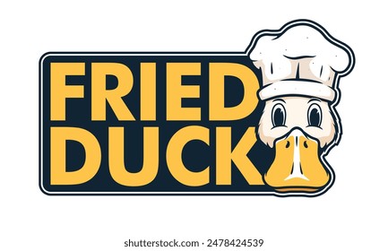 Fried duck logo mascot design template