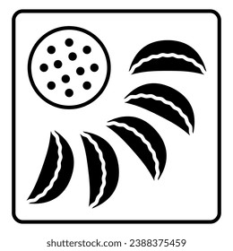 Fried dumplings Jiaozi solid icon, asian food concept, japanese yaki gyoza vector sign on white background, glyph style icon for mobile concept and web design. Vector graphics