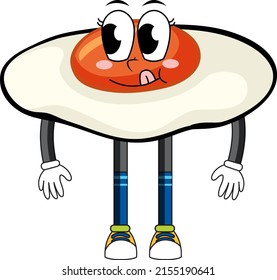 Fried Egg With Arms And Legs Illustration