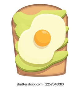 Fried egg avocado toast icon cartoon vector. Bread slice. Meal whole