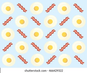 Fried egg and bacon breakfast background vector
