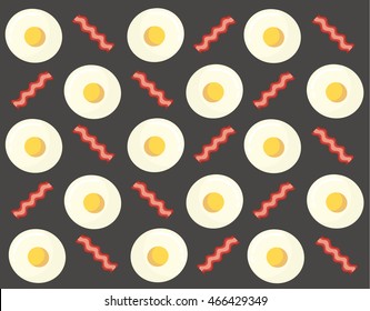Fried egg and bacon breakfast background vector