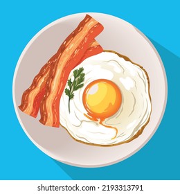 fried egg and bacon breakfast, design