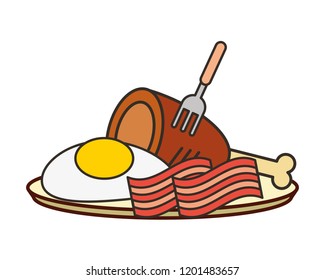 fried egg bacon and chicken on plate