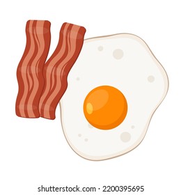 Fried Egg With Bacon Flat Vector Illustration Logo Icon Clipart