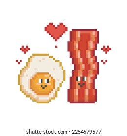 Fried egg and bacon, pixel art love