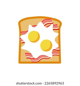 Fried egg and bacon toast icon. Vector illustration.