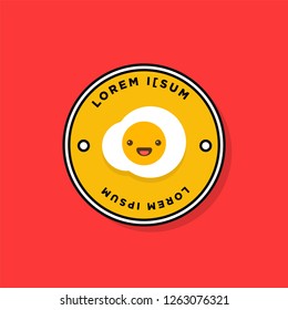 Fried Egg Badge Sticker Logo Template Vector Illustration