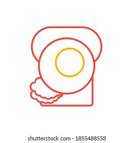 Fried egg with bread concept icon. Food outline vector illustration design