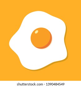 Fried egg breakfast cartoon icon isolated. Flat omelet meal yolk logo shape symbol design.