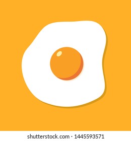 Fried egg breakfast cartoon icon isolated. Flat omelet meal yolk logo shape symbol design.