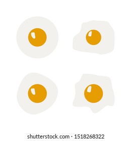 Fried egg breakfast cartoon icon isolated. Flat omelet meal yolk logo shape symbol design. Fried egg isolated on white background. Fried egg flat icon.