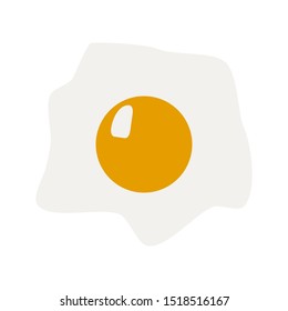 Fried egg breakfast cartoon icon isolated. Flat omelet meal yolk logo shape symbol design. Fried egg isolated on white background. Fried egg flat icon.