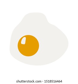 Fried egg breakfast cartoon icon isolated. Flat omelet meal yolk logo shape symbol design. Fried egg isolated on white background. Fried egg flat icon.