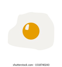 Fried egg breakfast cartoon icon isolated. Flat omelet meal yolk logo shape symbol design. Fried egg isolated on white background. Fried egg flat icon.