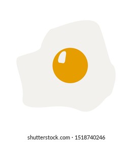 Fried egg breakfast cartoon icon isolated. Flat omelet meal yolk logo shape symbol design. Fried egg isolated on white background. Fried egg flat icon.