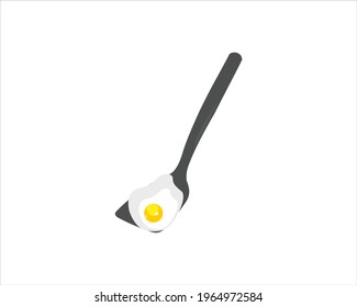 Fried egg breakfast cartoon icon isolated. Flat omelet meal yolk logo shape symbol design.