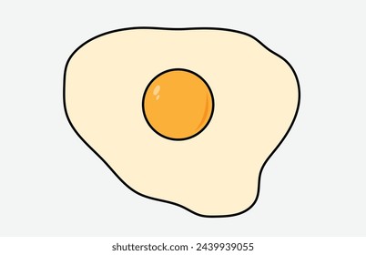 Fried egg breakfast cartoon icon isolated. Flat omelet meal yolk logo shape symbol design  3 5 9