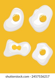 Fried egg breakfast cartoon icon isolated. Flat omelet meal yolk logo shape symbol design with yellow background. telur goreng mata sapi