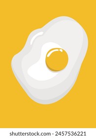 Fried egg breakfast cartoon icon isolated. Flat omelet meal yolk logo shape symbol design with yellow background. telur goreng mata sapi