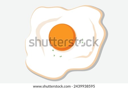 Fried egg breakfast cartoon icon isolated. Flat omelet meal yolk logo shape symbol design  2 8 9 