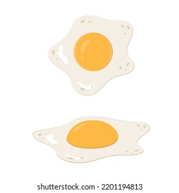 Fried egg, breakfast, cartoon style, color isolated vector illustration