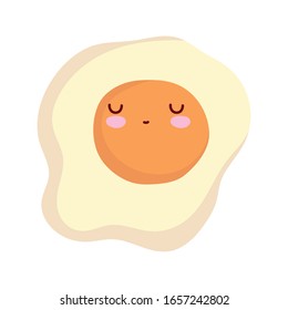 fried egg breakfast character cartoon food cute vector illustration line and fill style