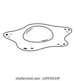 Huevo frito, desayuno, dibujo de contorno, doodle, ilustración vectorial