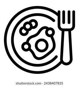 Fried egg breakfast icon outline vector. Work living day. Eat sleep repeat